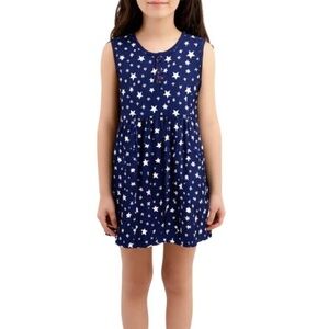 N KIDS Girls‎ Dress M 5-6 Blue White Stars Sleeveless Star Pattern Playful